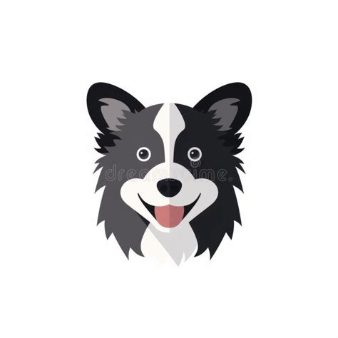 Smiling Dog Logo Design In Dark White And Dark Gray Stock Illustration