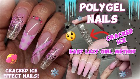 HOW TO EASY CRACKED ICE EFFECT NAILS LAZY GIRL METHOD POLYGEL NAILS