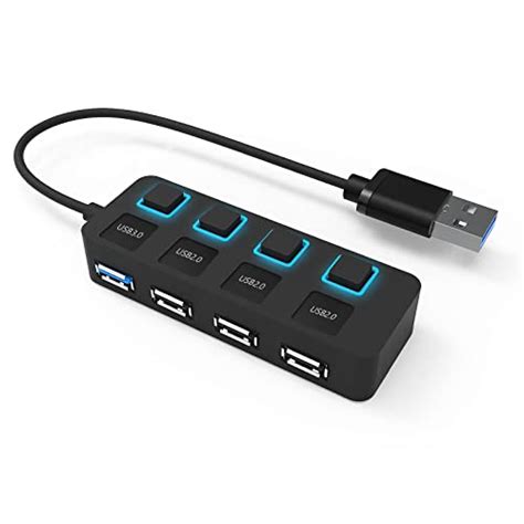 Sabrent 4 Port Usb 2 0 Data Hub Individual Led Lit Power Switches