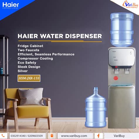 Haier Hot Cold Water Dispenser W Refrigerator Free Cup Holder Silver Overheat Protection