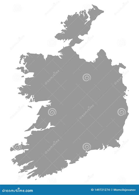 Gray Map Of Ireland On White Background Stock Vector Illustration Of