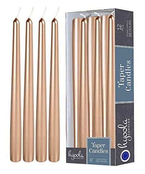 Hyoola 12 Metallic Copper Dripless European Made Taper Candles Unscented Paraffin Wax With