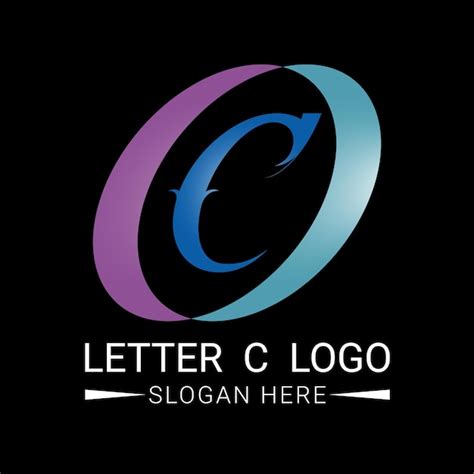 Un Logotipo De Letra C Negro Y Azul Con Un Remolino Azul Y Morado