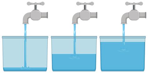 Tap Water In Buckets Vector Art At Vecteezy