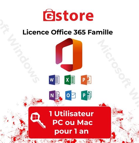 Licence Office Famille Utilisateur Pc Ou Mac Abonnement An