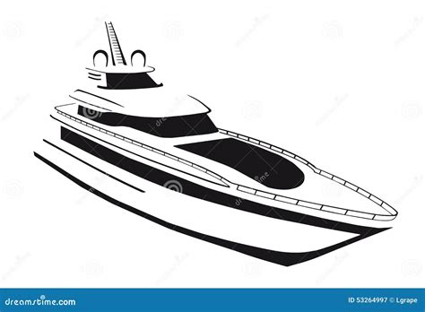 Silhouette Of The Yacht Ship Boat Stock Vector Illustration Of