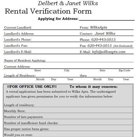 Useful Rental Verification Form Templates Word Excel Samples