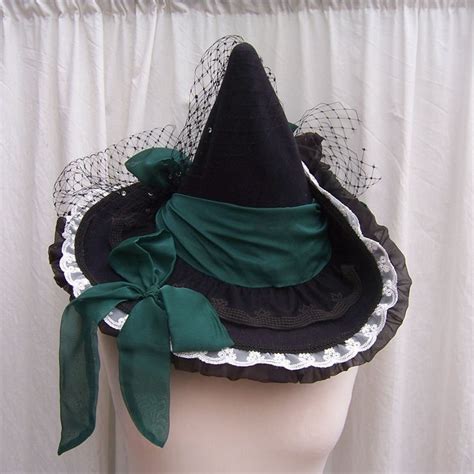 Fancy Lace Gothic Witch Hat Chiffon Ruffle And Bows Etsy Uk