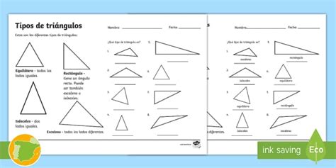 Ficha de actividad Tipos de triángulo Twinkl