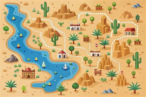desert map flat illustration premium ai generated image