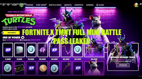 Fortnite X Teenage Mutant Ninja Turtles Battle Pass Mini Full Look