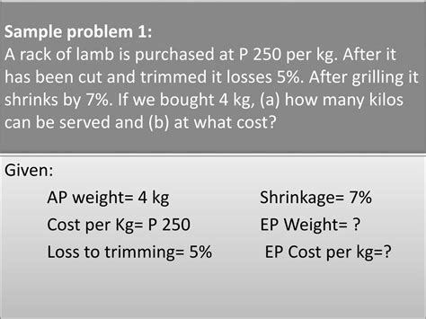 PPT - As Purchased weight and Edible Portion Weight PowerPoint