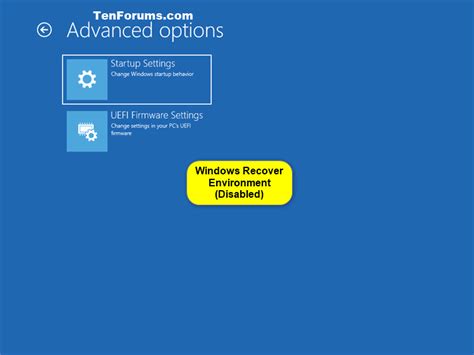 Enable Or Disable Windows Recovery Environment In Windows 10 Tutorials