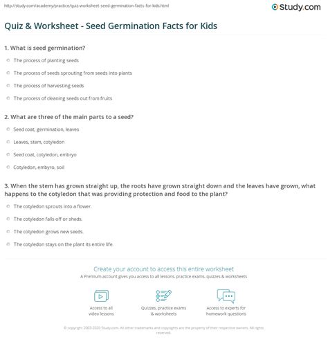 Seed Germination Worksheet