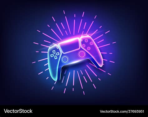 neon game controller  joystick  console vector image