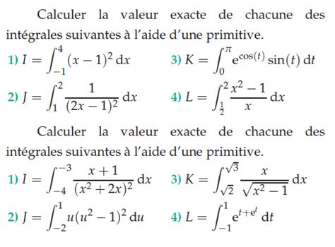 Les Int Grales Exercices De Maths En Terminale En Pdf