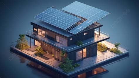 Isometric House With Solar Panels In A Stunning D Render Background