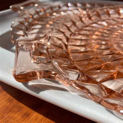 Pair Of Pink Depression Glass Cake Plates With Handles Windsor