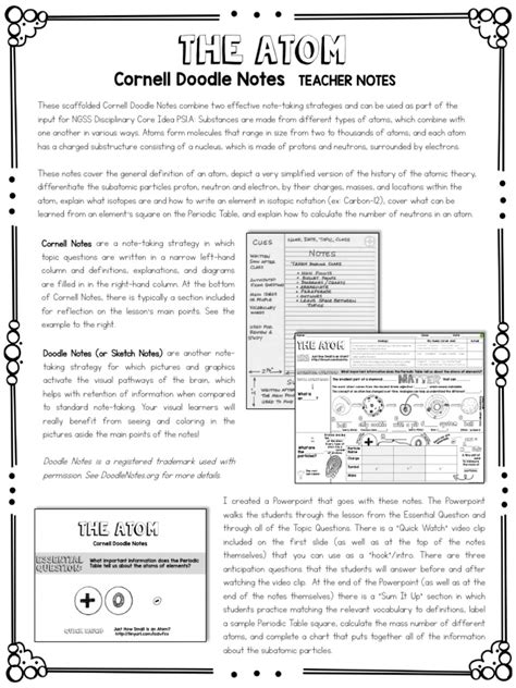 Atom Cornell Doodle Notes Atoms Chemical Elements