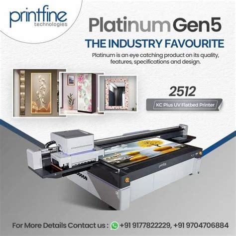 1440 Dpi Platinum KC PLUS 2512 UV Flatbed Printer With Ricoh Gen 5