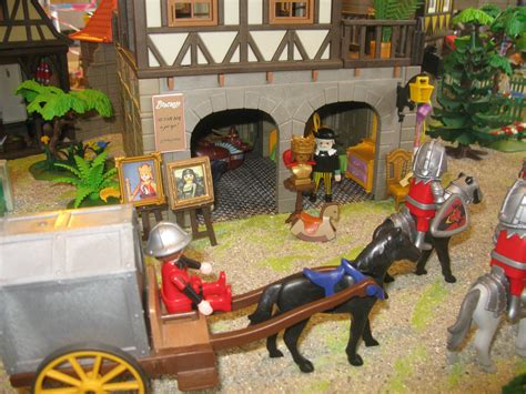 Diorama Playmobil scène village moyen age médiéval chateau fort