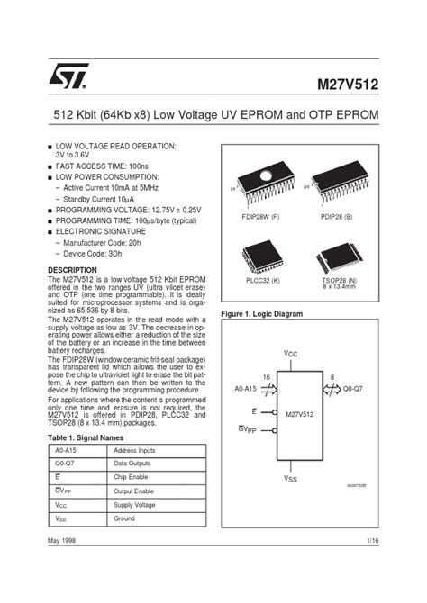 M27v405 Stmicroelectronics Eprom Hoja De Datos Ficha Técnica