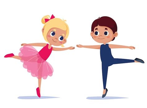 Ilustración de dibujos animados de vector de niño y niña de ballet Los ...