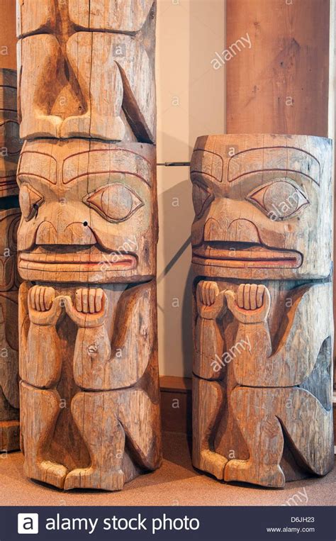 First Nations Totem Poles At The Museum Of Northern British Stock