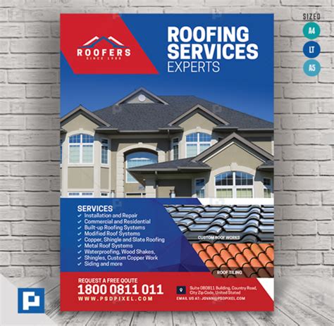 Roofing Company Promotional Flyer Psdpixel