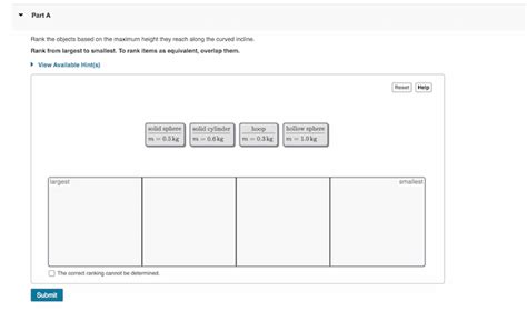 Answered Part A Rank The Objects Based On The Bartleby