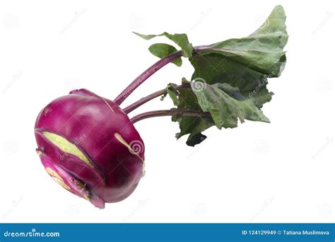 Fresh Kohlrabi Isolated On White Background Healthy Food Stock Image