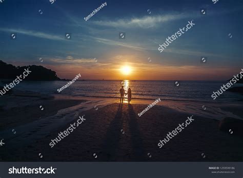 Love Romantic Couple Holding Hands Beach Stock Photo 1259599186 ...