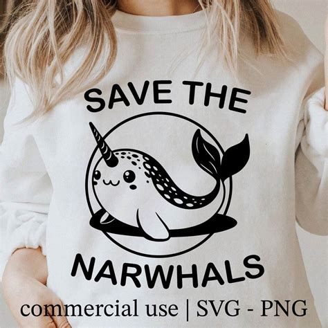 Save The Narwhal Svg Cute Narwhal Png Narwhal Clipart Cute Animal