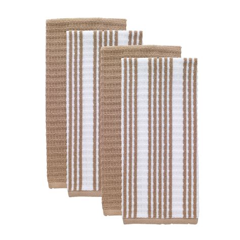 T Fal Textiles 4 Pack Solid And Stripe Waffle Terry Kitchen Dish Towel