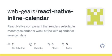 Github Web Gears React Native Inline Calendar React Native Component