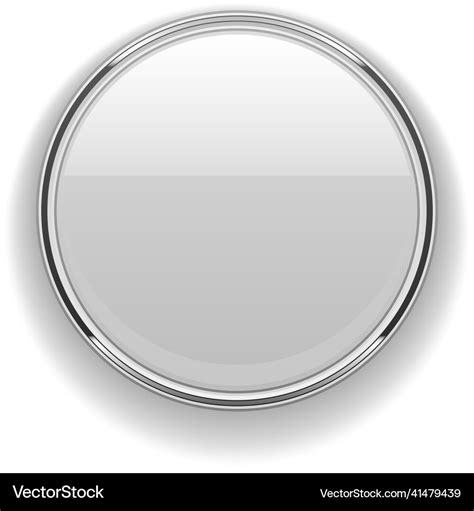 Glossy Metal Circle Round Button Template Blank Vector Image