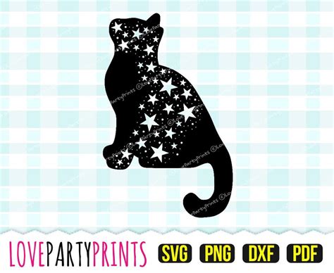 Celestial Cat Svg DXF PNG PDF Machine Cut Files Vector Etsy