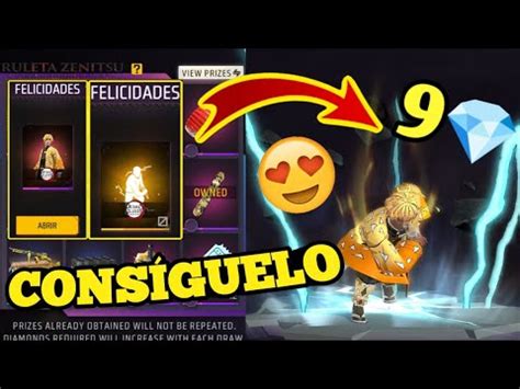 COMO SACAR A ZENITSU Y EMOTE CON 9 DIAMANTES RULETA ZENITSU FREE FIRE