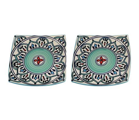 Buy The Royal Crown Blue Ceramic Dinner Serving Plate Set Of Square