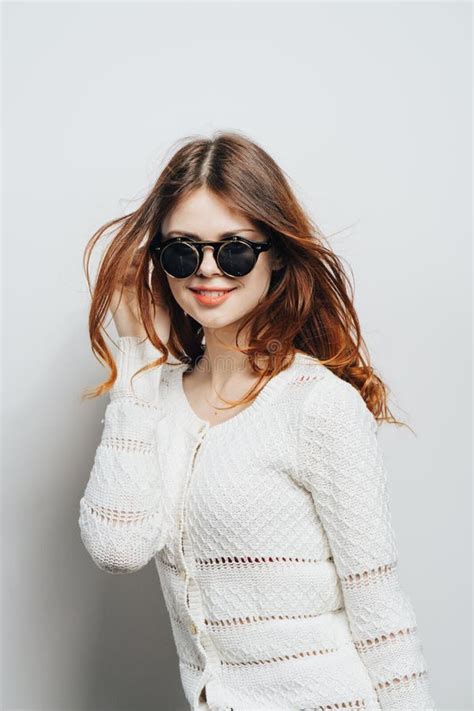 Cute Redhead Woman Naked Shoulders Wipes Face With Sponge Skin Care Stock Photo Image Of