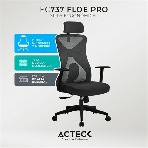 Silla Ejecutiva Acteck Floe Pro Ec Ergon Mica Negra