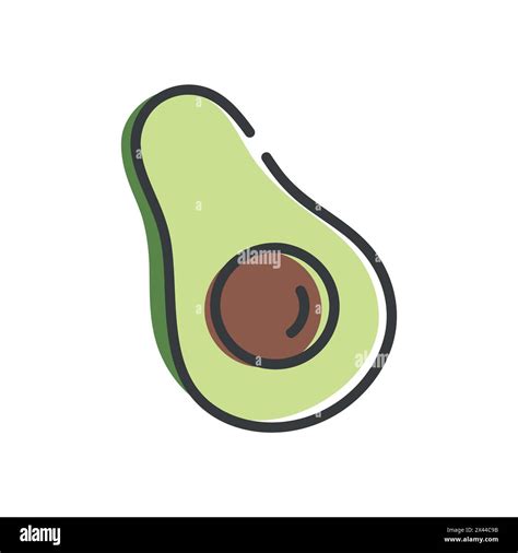 Avocado Line Icon Avocado Outline Isolated On White Background Vector