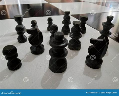 Black Chess Pieces on the Chess Floor Stock Image - Image of white ...