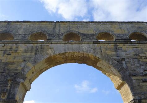 The Pont Du Gard Ancient Roman Aqueduct Bridge Build In The 1st