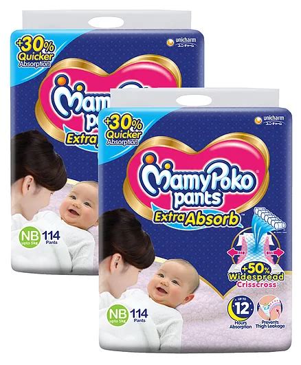 Buy MamyPoko Extra Absorb Pants Style Diapers New Born 114 Pack Of