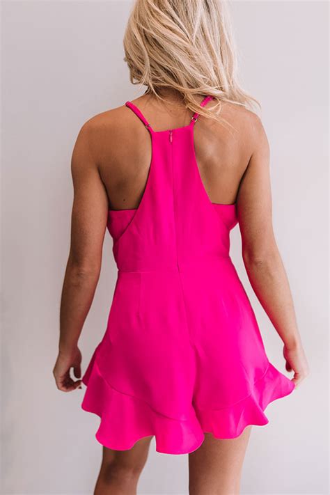 Cabana Crush Ruffle Romper In Hot Pink • Impressions Online Boutique