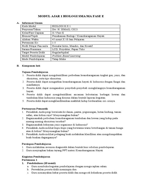 modul ajar ipa biologi sma kelas  bab
