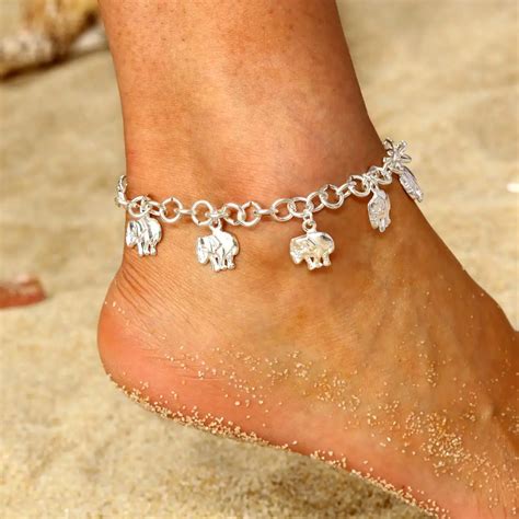 Lovely Silver Color Elephant Anklet Tassel Pendant Bracelet Anklet