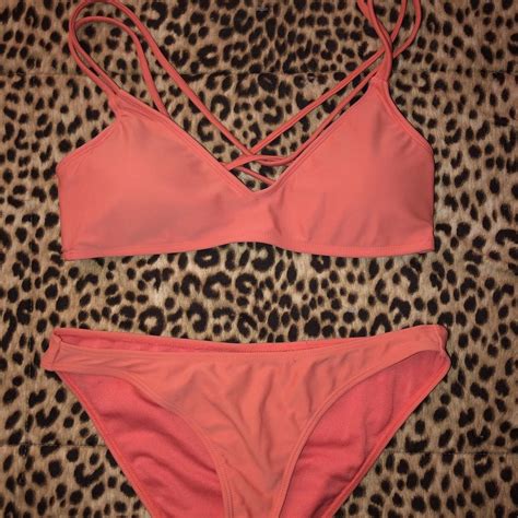 Coral Bikini Top By Forever 21 No Tags Size Depop