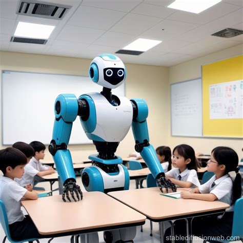 Futuristic Classroom with Robot Teacher | Stable Diffusion Online